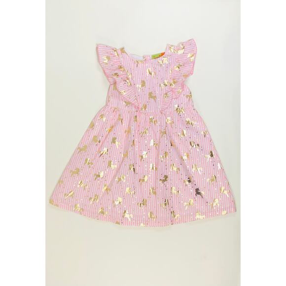 PINK AND GOLD UNICORN GIRLS DRESS SIZE 3 - Picture 1 of 2